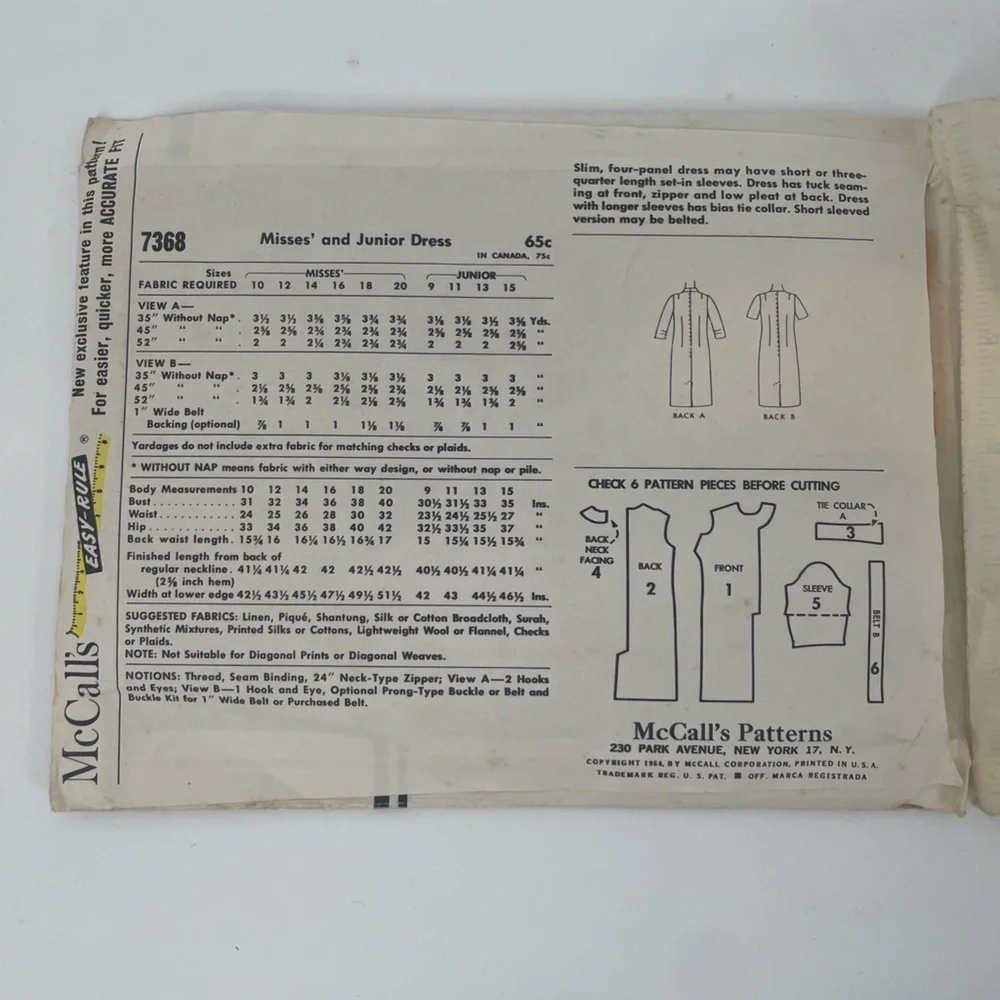 2FOR$20 Vintage 1960s McCall’s Mrs & Jr “Adjust for you” Sewing Pattern
